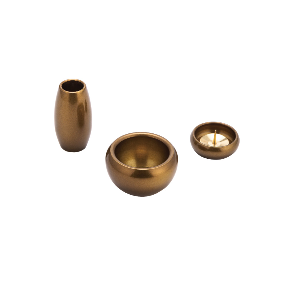 仏具 シルマ 3具足 2.0寸 琥珀（こはく） 銅製仏具セット 真鍮 モダン
