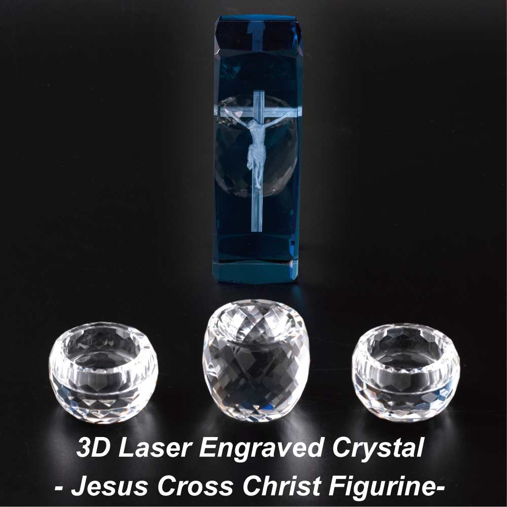 [Gift Campaign] 3D Laser Engraved Crystal – Jesus Cross Christ Figurine