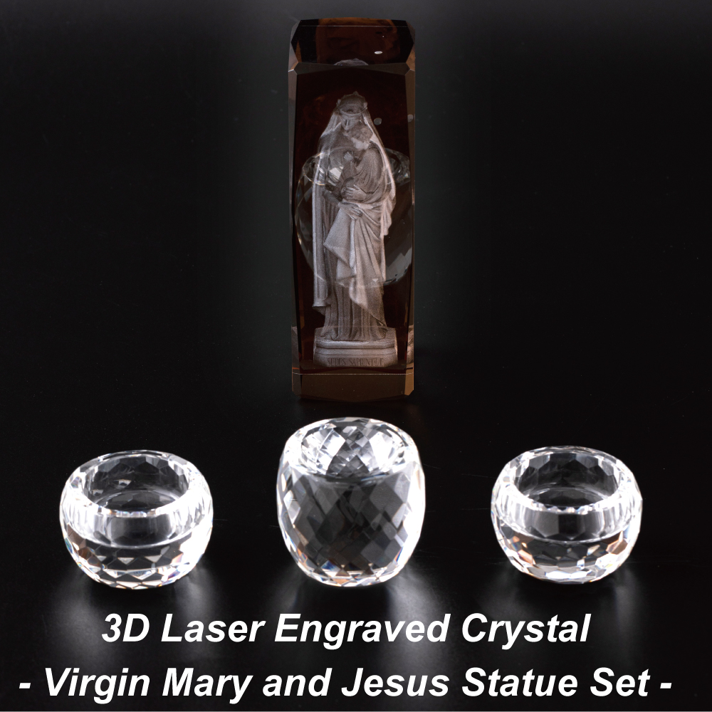 [Gift Campaign] 3D Laser Engraved Crystal – Virgin Mary and Jesus Statue